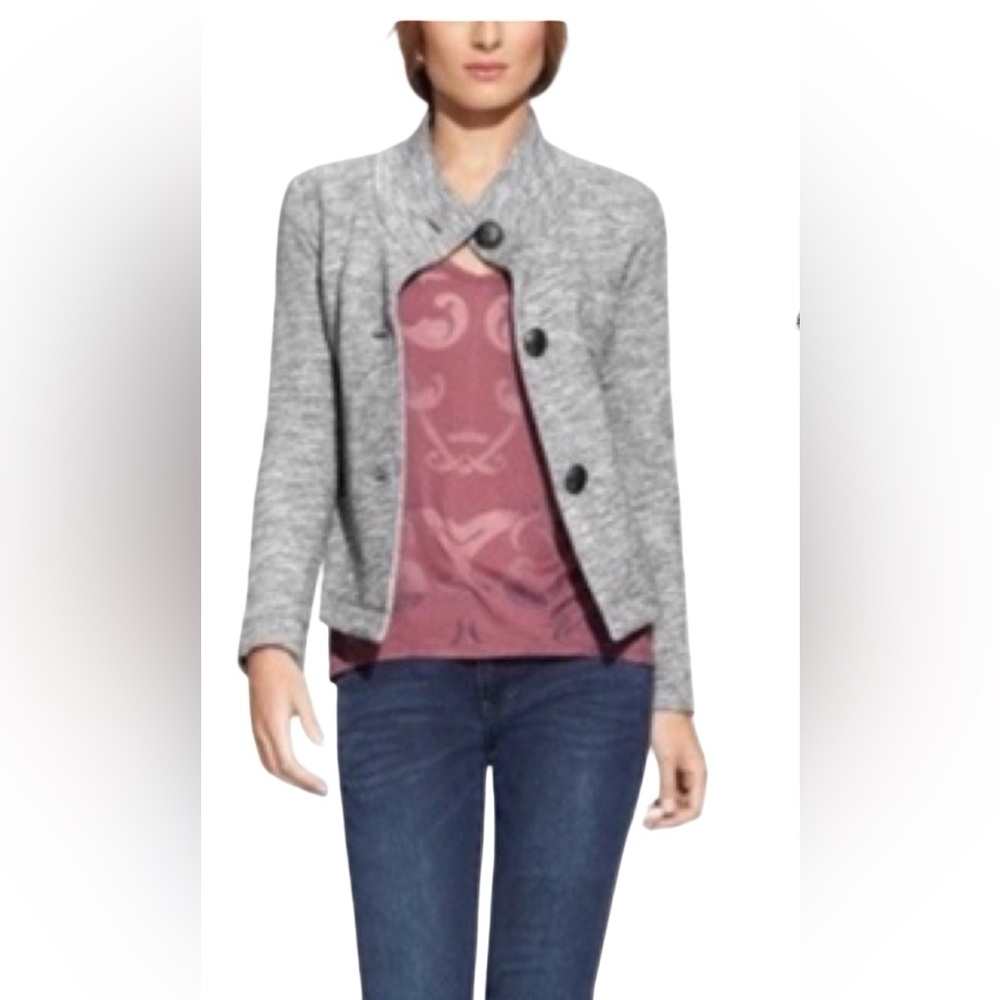 CAbi Gray Women's Cropped Button Jacket Small